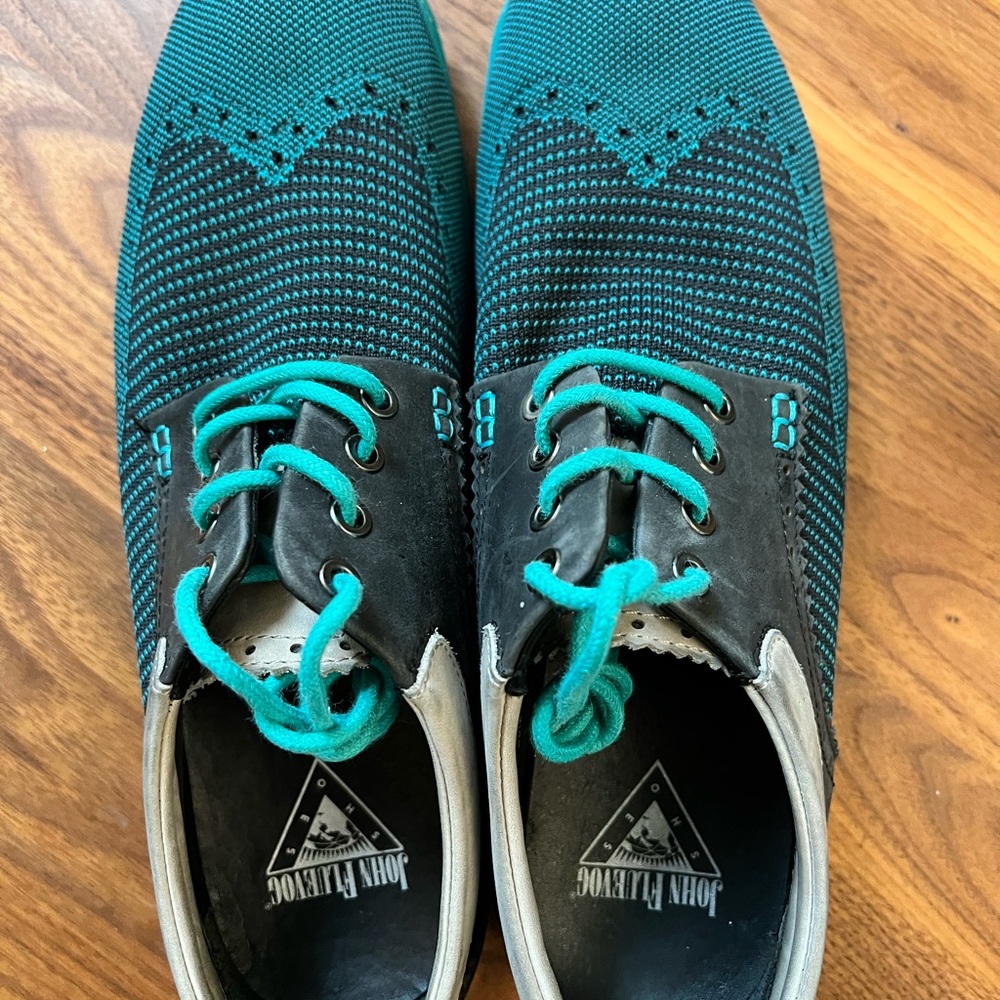 Teal and Black Lace-Up Shoes by John Fluevog